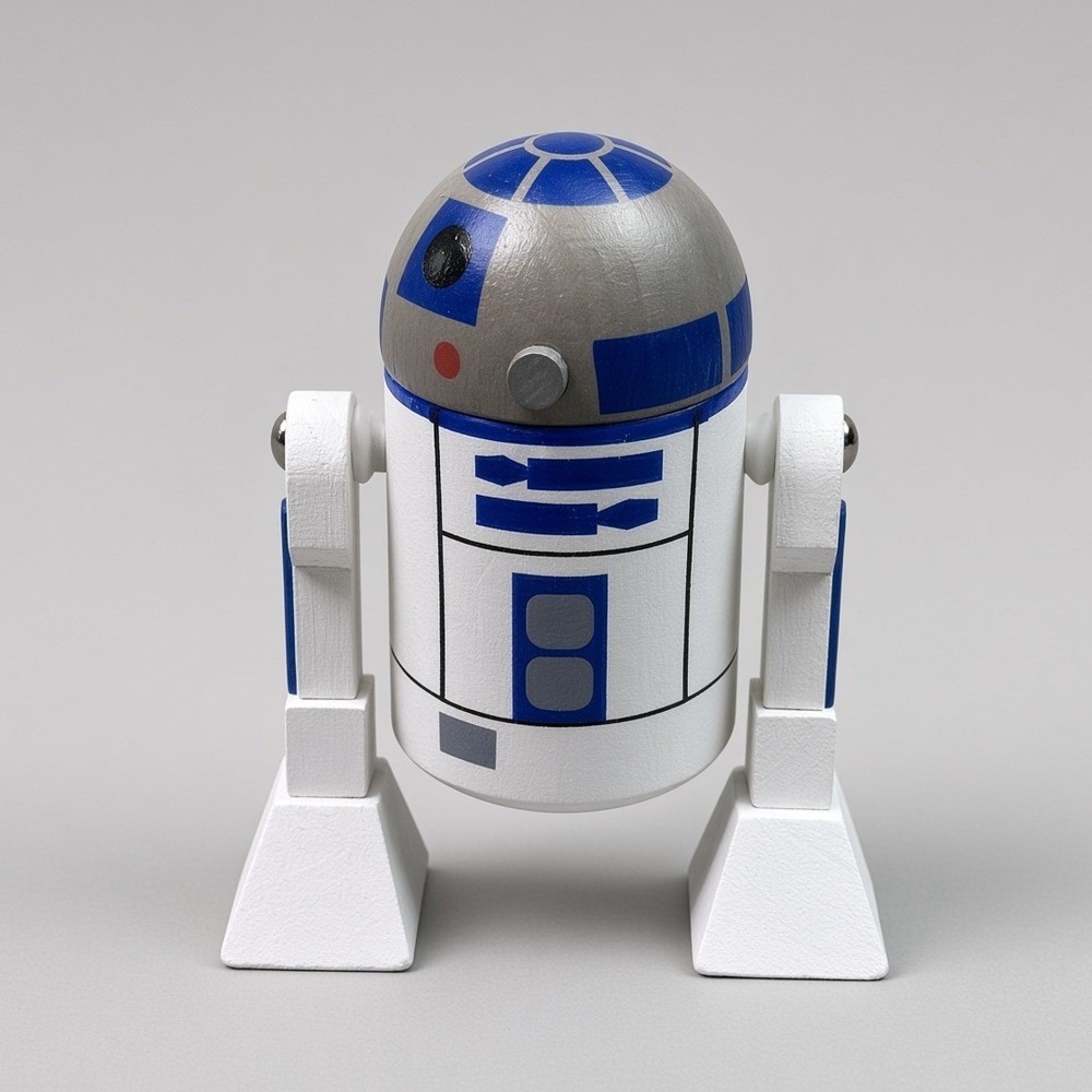 Disney Star Wars R2-D2 Wooden Action Figure Collectible Droid Rotating Head